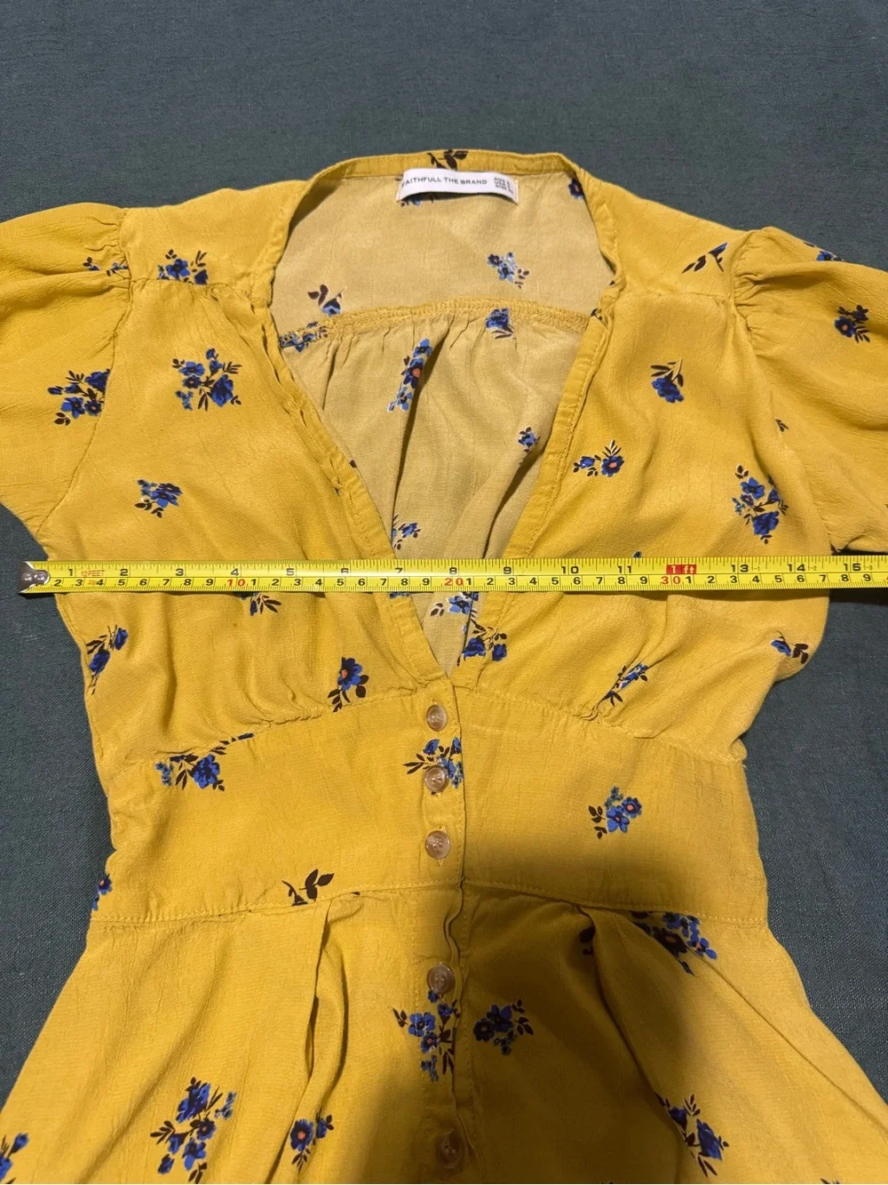 Faithful the Brand Yellow Floral Button-Front Midi Dress